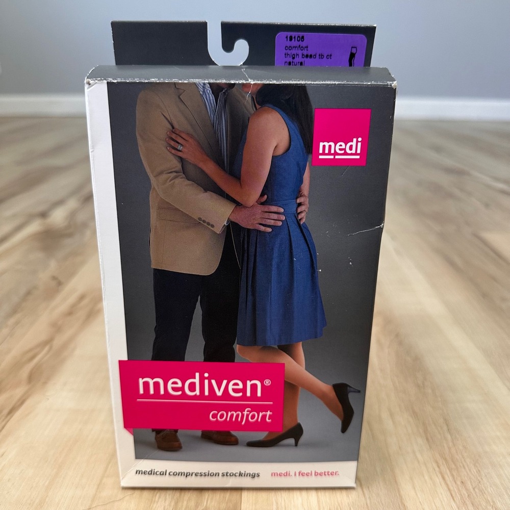 Mediven Comfort Closed Toe Thigh High Beaded Top band‎ 30-40mmHg Natural Size V